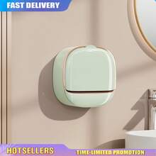 豪华壁挂式带盖皂架,高端排水皂架,防水皂盒收纳,适用于浴室、淋浴间、旅行、学校宿舍,简易皂架,洗漱用品,浴室挂件,浴室收纳架,开学季用品,居家生活用品 - 彩色 - 查看 31