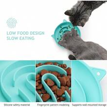 CW Silicone Slow Feeder Dog Cat Bowls Interactive Puzzle Toy For Pets Dry Wet Food Training Keeps Dogs Cats Busy Prevents Puppy Kitty Overeating Cyan 1.4 Cup - 1,4 cốc - Xem 4