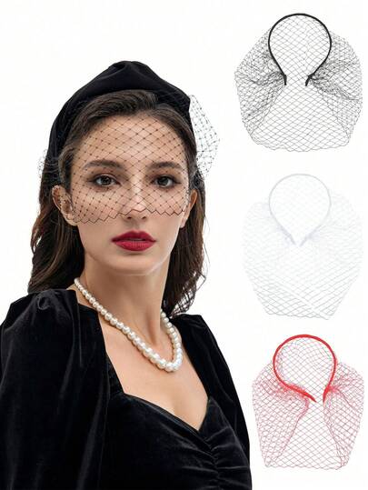 1件复古发箍，新娘茶会头纱头饰，女士水钻珍珠发箍，优雅迷人的角色扮演派对配饰，适合万圣节