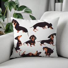 1 buc. Față de pernă decorativă minimalistă cu model teckel, material catifea piersică imprimat pe o singură față, se potrivește pernei de aruncat 45 * 45/50 * 50/40 * 40CM, potrivită pentru canapeaua modernă, decor pentru camera de zi, decor pentru petrecere, cadou - Multicolor - Vizualizare 4