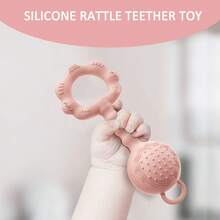 ETETOO 1pc Silicone Rattle Toy, Hand Grasp Rattle Toy, Sound Toy, Silicone Rattle Toy, Baby Toy, Suitable For Baby Silicone Rattle Toy - Multicolor - View 4