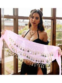 1pc New Women Belly Dance Hip Scarf Accessories 3 Layer Coin Belt Belly Dance Coin Waist Chain Dance Hip Scarf - Multicolor - View 6