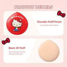 Miniso 2个装 Sanrio Hello Kitty 超大号棉花糖质地化妆海绵粉扑，带收纳盒，柔软亲肤，快速上妆工具（1个）