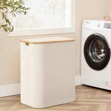 2-Section Extra Large Laundry Basket - 2 Detachable Inner Bags For Clothes Organization - Beige - View 5