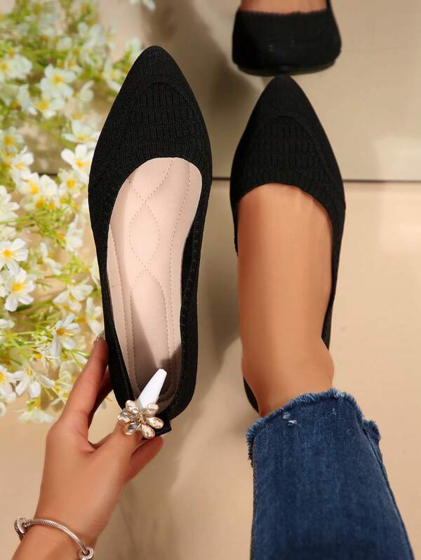 Women's Pointed Toe Flats, Versatile, Shallow Mouth, Gentle Fairy Style, Slip-On Loafers, Breathable Hollow-Out Casual Shoes