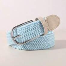 1 条女士帆布弹力编织装饰腰带，时尚休闲复古皮带，无扣，适合晚宴、派对、日常穿着、婚礼等场合秋季、万圣节