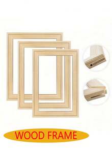 1 pièce de cadre photo en bois assemblé par mortaise et tenon de couleur bois naturel / Cadre photo en bois fait main DIY / Cadre photo en bois de tailles multiples / Cadre photo en bois de grande taille - Multicolore - Voir 3