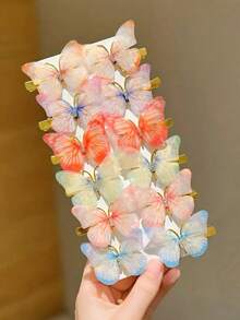 48 chiếc kẹp tóc hình bướm giả nhiều màu sắc, kiểu ombre, làm từ vải tuyn và đá pha lê, phụ kiện tóc dễ thương phù hợp cho mùa tựu trường, sử dụng hàng ngày, kẹp tóc hình bướm, món quà tóc hoàn hảo cho các bé gái. - Nhiều màu - Xem 7