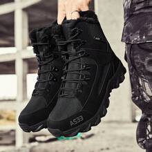 New Men's Autumn And Winter Sports Shoes Snow Boots, Outdoor Hiking Tactical Boots Training Military Boots Running Shoes, Warm And Fluffy, Outdoor Shoes, Outdoor Mountaineering Shoes - Black - View 2