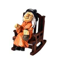 Miniature Halloween Figurines Tiny Witch Sitting On Rocking Chair Resin Statues For Home Holiday Decor - 橘色 - 查看 4