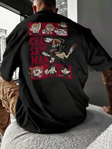 Oversized Streetwear T-Shirt Chainsaw Chibi Denji Motossera REF 7254 FLUXOGEEK - 黑色 - 查看 7
