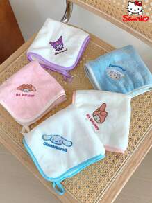Sanrio Conjunto de 5 toalhas quadradas Sanrio Hello Kitty para lavar o rosto, toalha infantil, toalha macia e absorvente para meninas e mulheres, toalha de praia My Melody Cinnamoroll, acessórios de decoração para banheiro