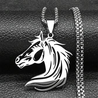 قلادة برأس حصان جوفاء للرجال والنساء من الفولاذ المقاوم للصدأ باللون الذهبي والفضي والأسود، هدية لعشاق الخيول