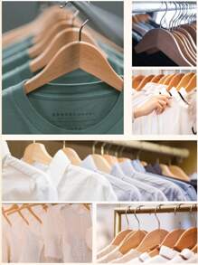7/25/50 件重型实木衣架 + XL 塑料夹 - 加厚防滑无痕晾衣套装，适用于被子、精品衣架、家庭洗衣房；适用于房东、家庭、服装店乔迁之喜的商业级悬挂解决方案 - 彩色 - 查看 8