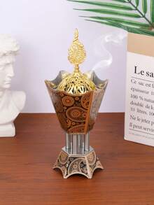 1Pc/1 Set Lightweight And Luxury Metal Incense Burner, Middle Eastern Arabic Style Aromatherapy Incense Burner, It Can Be Used As An Aromatherapy Diffuser, Aromatherapy Burner, Used In Home Decoration, Bedroom, Living Room (As A Centerpiece), Office, Yoga Place And Party, Creating An Elegant Atmosphere.