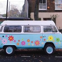 12 Sheets Daisy Stickers 130 PCs Flower Car Decals Self Adhesive Vinyl Retro Flower Car Sticker Bumper Mirror Window Clings Laptop Wall Decoration (Multicolor, Daisy) - 彩色 - 查看 3