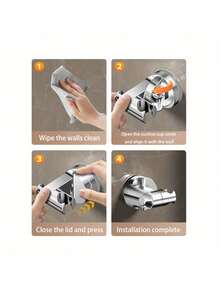 1pc Shower Base Bracket, Movable And Easy To Install Shower Head Holder, No Drilling Required, Equipped With Adjustable Suction Cups And Swivel Hooks, Durable Plastic, Bathroom Accessory - Multicolor - View 8