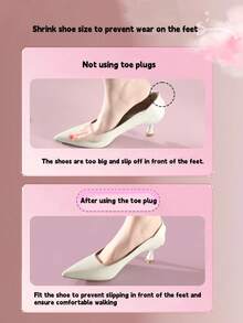 1 双女式可调节鞋码填充物，防摩擦前脚垫，透气吸汗半码鞋垫，适合高跟鞋和尖头鞋 - 杏色 - 查看 5
