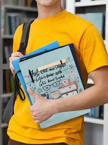 1pc Cute Cat & Book Design Zipper Pocket Book Cover - Comfortable Blue & Orange Design, Ideal For Paperback Book Covers, Perfect Gift For Book Lovers, Book Sleeve | Humorous Design | Zipper Closure, Book Sleeve - Baby Blue - View 6