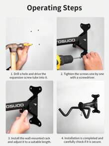 Soporte de pared para bicicleta TOSUOD de uso intensivo - Ganchos ajustables de varios ángulos para bicicletas de montaña/carretera, construcción de fibra de carbono y acero, almacenamiento de bicicletas para interiores/exteriores para garaje, apartamento, hogar