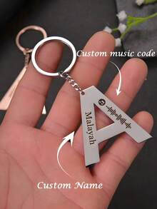 定制雕刻字母 Spotify 代码钥匙扣、定制字母钥匙扣、首字母键控 | 姓名钥匙扣、个性化礼品、周年纪念礼品、圣诞礼品、金色、时尚、多彩、复古、男女通用、时髦、简约、休闲、定制、个性化、独特、理想礼品 - 彩色 - 查看 3