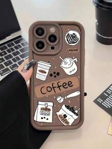 1pc Brown Coffee Diary Pattern Full Coverage TPU Shock-Resistant Phone Case, Compatible With Apple 16, 15, 14, 13, 12, 11 Pro Max, And Series Waterproof Anti-Fall Scratch ResistantSuitable For IPhone 17 Air - 咖啡棕 - 查看 7