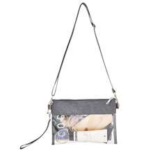 Back To School Stadium Approved Clear Crossbody Purse – Transparent PVC Shoulder Bag With Adjustable Strap - Xám - Xem 3