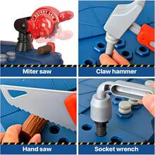 65-Piece Kids Tool Bench Set With Electric Drill – Realistic Construction Workbench For Toddlers 3-8, STEM Learning Pretend Play Workshop Toy For Boys & Girls - 寶藍色 - 查看 4