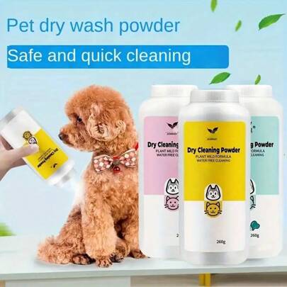[Pet Dry Cleaning Powder] 260g Pet Dry Cleaning Powder - Cat And Dog Cleaning Shower Gel, Pet Shampoo, Dog And Rabbit Pet Bath