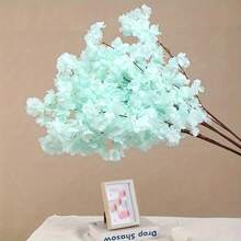 1 件 3.2 英尺人造红色樱花树枝，真实触感假花束樱花树枝长茎人造花，适用于高花瓶 DIY 插花装饰，婚礼派对复古装饰，现代农舍，家庭卧室装饰，感恩节，丰收节，圣诞节，秋季，假花装饰 - 彩色 - 查看 6