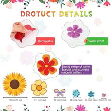 12 Sheets Daisy Stickers 130 PCs Flower Car Decals Self Adhesive Vinyl Retro Flower Car Sticker Bumper Mirror Window Clings Laptop Wall Decoration (Multicolor, Daisy) - Màu sắc tươi sáng - Xem 2