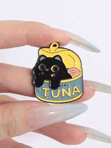 4入組創意咖啡主題徽章套裝，包括咖啡杯，貓，動物形狀的金屬徽章，適合男女日常佩戴 - 貓咪 - 查看 8