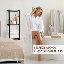 2-Tier Bathroom Towel Rack Wall Mounted Vertical Towel Holder Storage Rack - Black - View 4