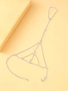 1 件波西米亚风格水晶多层手指手链女士手链，夏季海滩手饰 - 銀色 - 查看 3