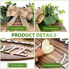 Interchangeable Welcome Home Sign,Seasonal Front Porch Door Decor With 15 Changeable Icons For Halloween /Christmas/Independence Day,Rustic Wood Wreaths Wall Hanger For Housewarming Gift - 歡迎圓牌 - 查看 3
