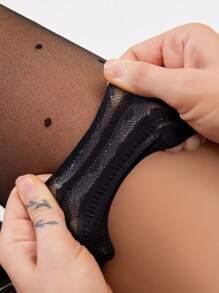 1 Pair Women's Summer Polka Dot Thigh High Lace Sheer Stockings, Non-Slip Thin Transparent Sexy Over-The-Knee Black Tights Christmas Gift - 36-39 - View 2