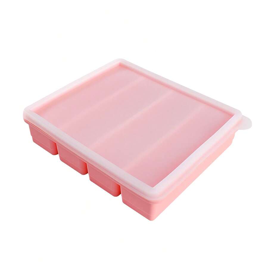 NECOOKS Silicone Soup Freezer Molds, 4-Cavity Freezer Tray With Lid, Large Ice Cube Trays Soup Freezer Containers Molds For Freezing Broth, Sauce, Leftovers - Hồng - Xem 1