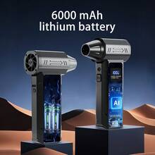 160,000 RPM Turbo Hair Dryer - Brushless Motor, 52m/S 4-Speed Wind, LED Light, 6000mAh Battery, Multi-Nozzle, Handheld Digital Display Fan For Computer/Dust/Car/Leaf Cleaning