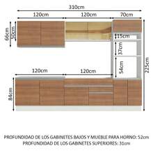 Cocina Integral Completa Modular Madesa 310cm Glamy Madesa Color Blanco/Marrón 01 - Blanco y Marrón - Ver 3