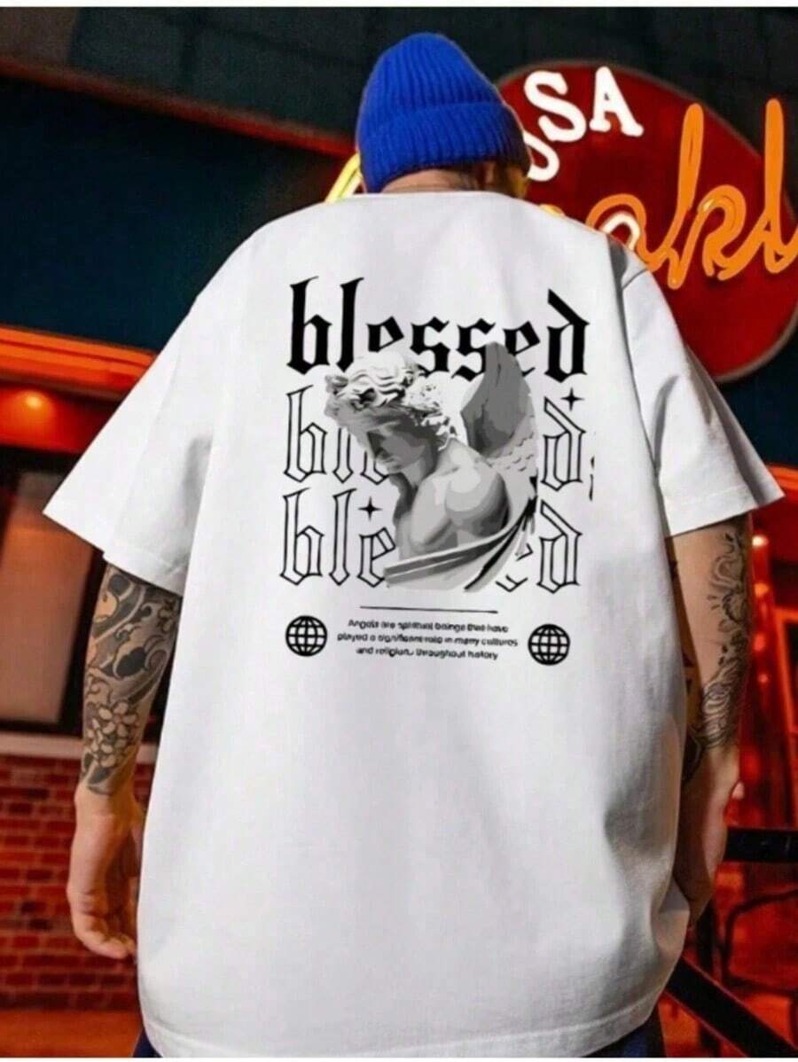 Camiseta Oversized Streetwear Algodão Camisa Estampada Dia dos Pais - Branco - Visão 1