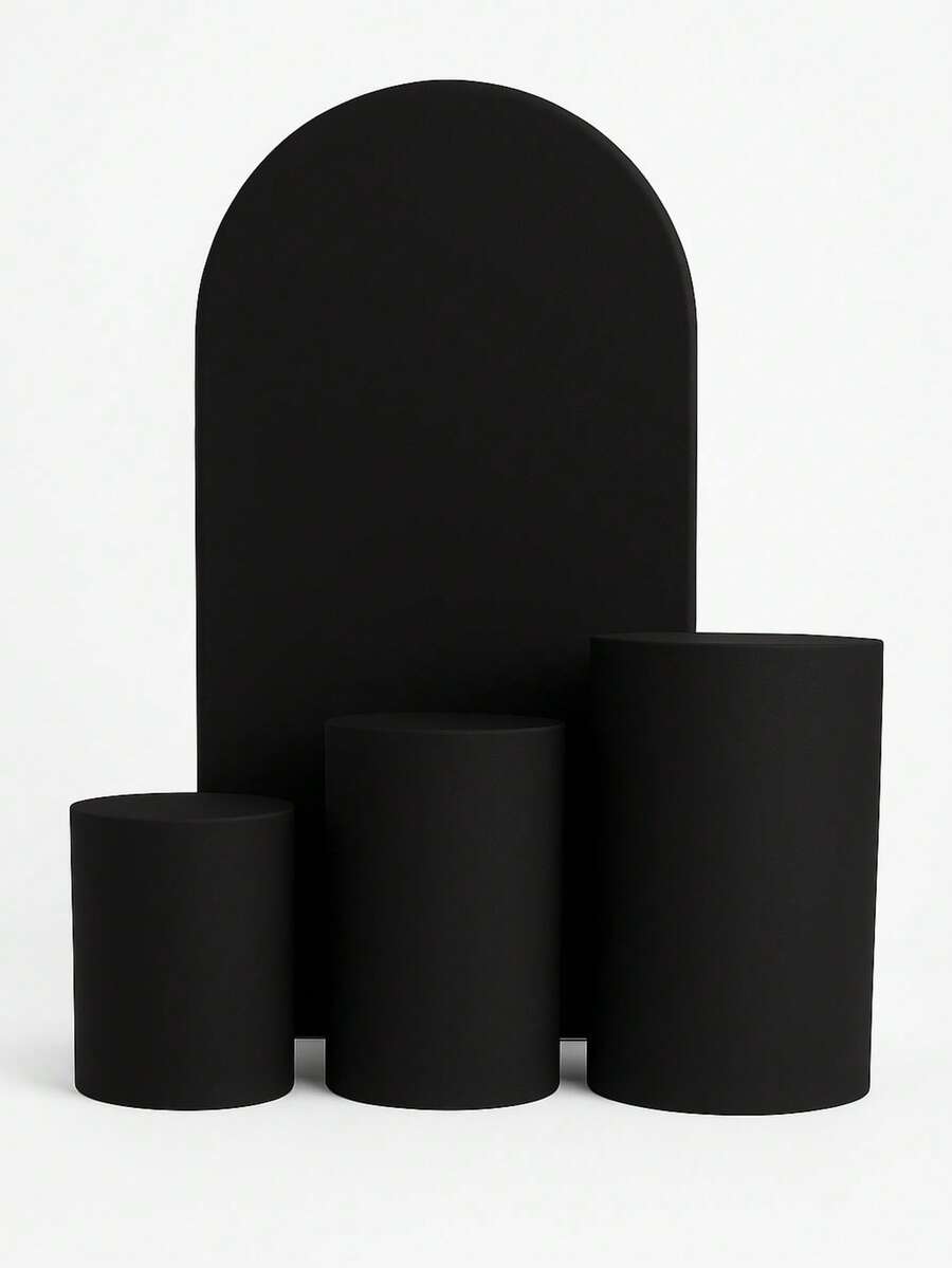 Set Of 4 Double-Sided Roman Panel Pieces And Cylinders - Black - View 1