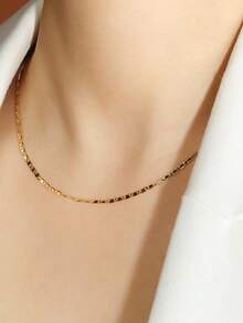 1 件 2 毫米扁平镀金朋克项链，男女通用 DIY 珠宝时尚配饰，16-30 英寸 - 金色 - 查看 10