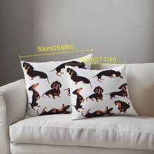 1 buc. Față de pernă decorativă minimalistă cu model teckel, material catifea piersică imprimat pe o singură față, se potrivește pernei de aruncat 45 * 45/50 * 50/40 * 40CM, potrivită pentru canapeaua modernă, decor pentru camera de zi, decor pentru petrecere, cadou - Multicolor - Vizualizare 9