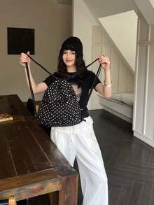 2025 New Knapsack Bag Pack Ins Style New Drawstring Style Irregular Frill Polka Dot Backpack For Women Small Design Fresh Backpack For Women Crossbody Bag Polyester - AA - Xem 5