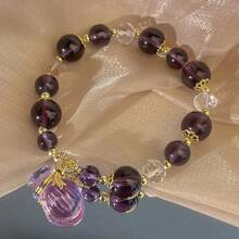 Amethyst Bead Pendant Bracelet Bohemian Blingbling Jewelry For WomenGift For Birthdays, Anniversaries, Celebrations, Beaded Jewelry, Celebration Accessory, Bohemian Style, Elegant Accessory Sparkling Crystals - Màu tím - Xem 7