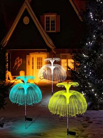 ソーラー クラゲ ガーデンランプ - IP65、7色変化LED、ソーラー駆動 アップグレードパネル、庭園とパティオの省エネ屋外装飾 (シングル/ダブルレイヤー)