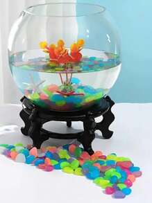 51/201/600 Pieces (Colored/Blue/Light Purple) Luminous Stones - Bright Neon Colored Plastic Decorative Stones, Used For Garden, Halloween Sidewalk, Flowerpot, Fish Tank, Pond, Courtyard, Bonsai Decoration, Absorbing Light During The Day, Durable Outdoor Decoration, Luminous Party Decoration, Garden Stones, Pot Landscape Decorative Stones, Fish Tank Decorative Stones