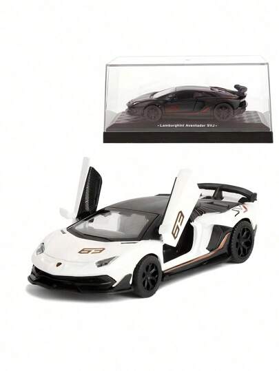 Burago 1:43 Scale Lamborghini Avendator SVJ Diecast Alloy Model Car Collectible Edition With Dust Cover And Display Base Simulation Alloy Vehicle Model Toy Doors Can Be Opened Christmas Birthday Gift For Kids