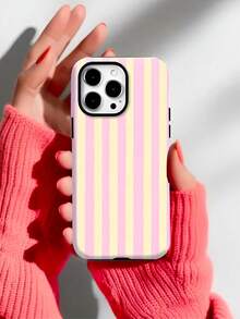 Pink And Light Yellow Vertical Stripes Two-In-One Matte Texture Phone Case Suitable For Compatible With Iphone16, 15, 14, 13, 12, 11, PRO MAX,PLUS, , Galaxy S21/22/23/24/25 Ultra/FE+,NOTE20 Ultra,A71/56/55/54/53/52/36/34/26/25/23/16/15/14/13/06 - Nhiều màu - Xem 5
