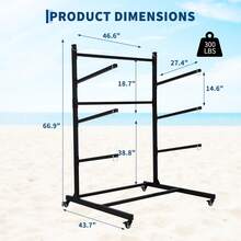 Ataucjin Freestanding Kayak Storage Rack 3 Levels,Heavy Duty Kayak Racks For Garage And Outdoor Storage,Freestanding Kayak Stand With Wheels For Kayak,Canoe,Surfboard,Paddleboard - 3 Levels - View 2